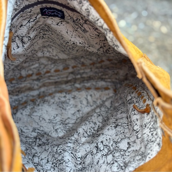 American Darling Eagle Turquoise Stone Fringe Crossbody Bag - Picture 5 of 8